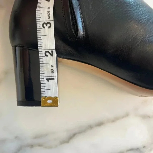 Salvatore Ferragamo | Atri Logo Gold Chain Leather Bootie - Black / Sz 9.5 - Picture 12 of 12